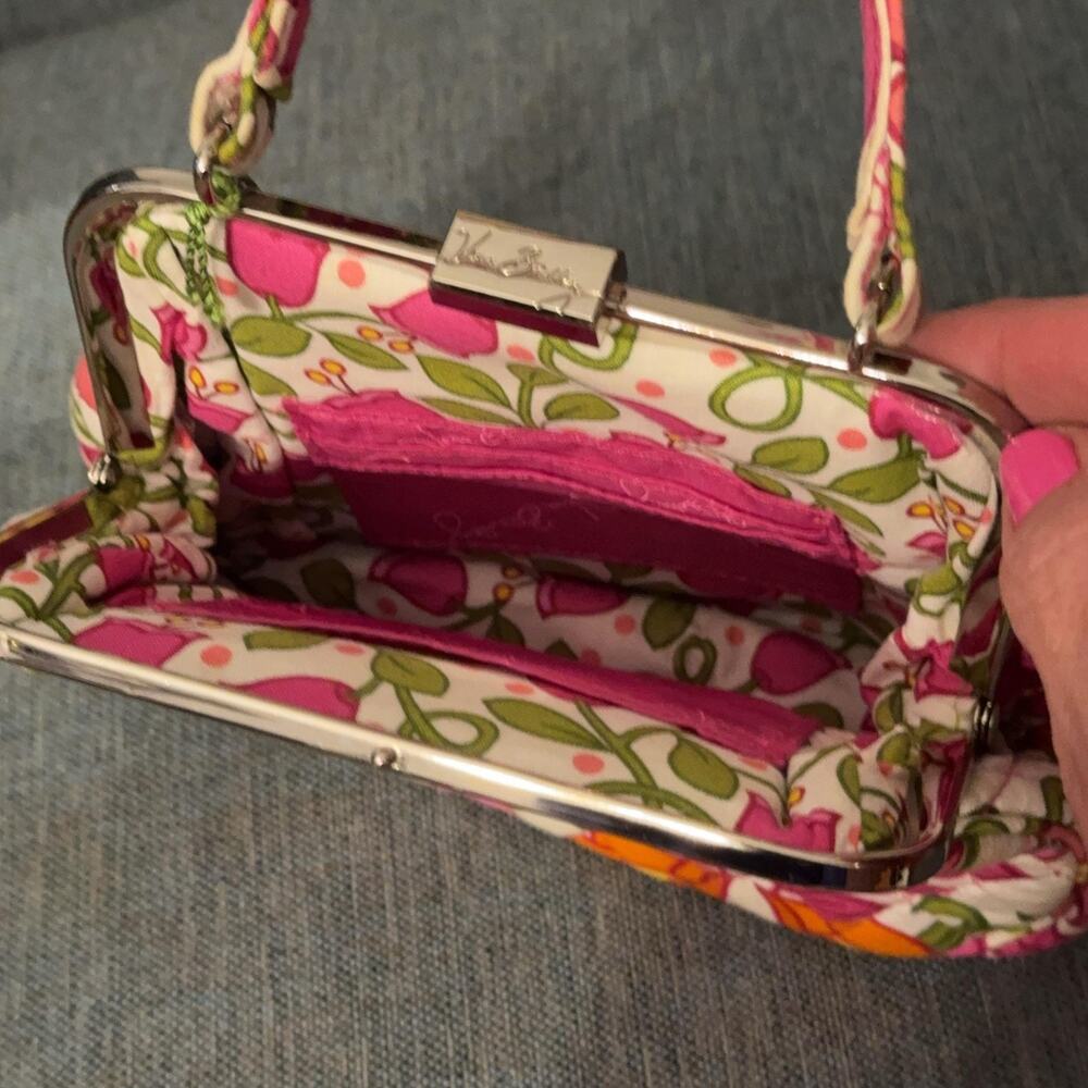 Vera Bradley Crossbody Bag Vintage Mini Frame Pink Floral Quilted Purse Cotton - Picture 8 of 8